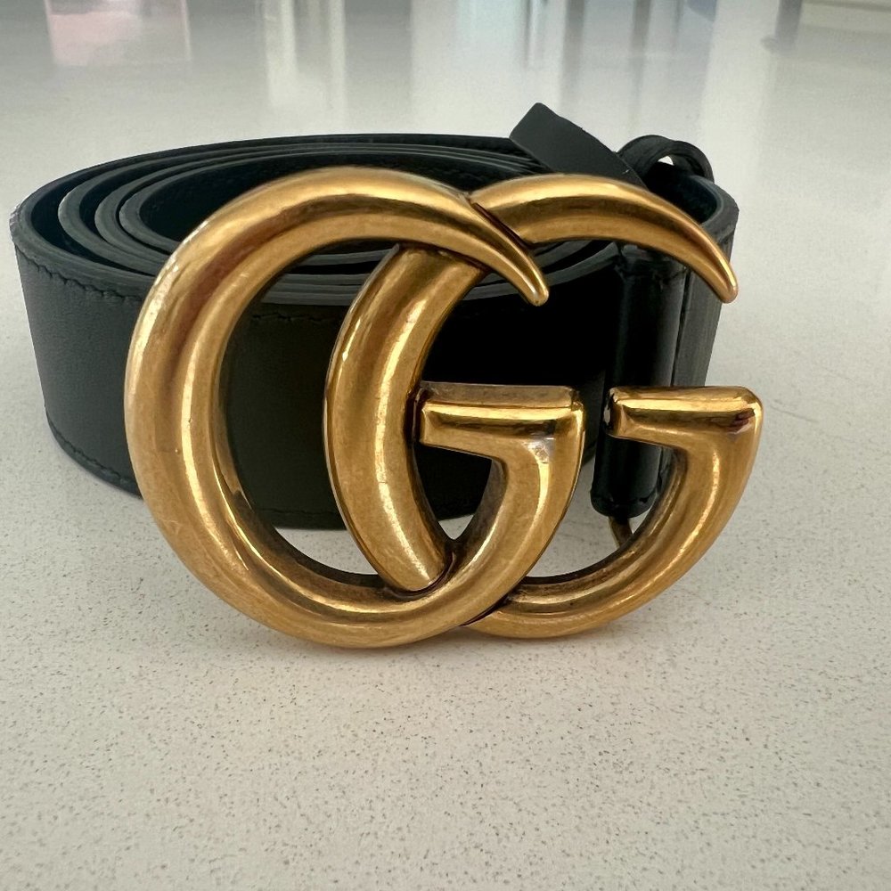 SALE Gucci Authentic Black Marmont Belt GG - 90-36